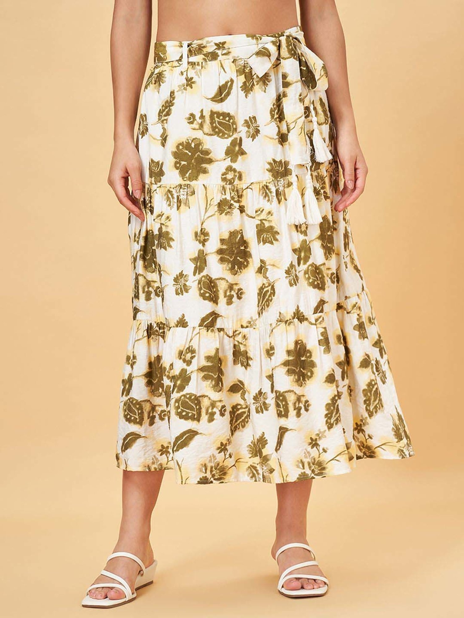 Honey by Pantaloons White Printed A-Line Skirt
