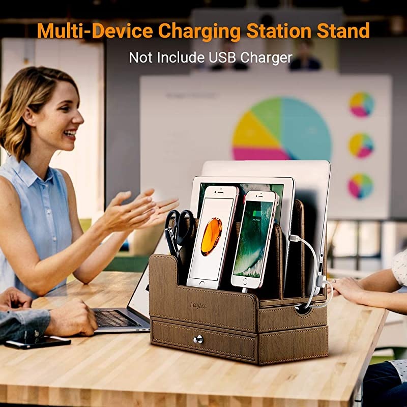 Charging Station Dock for RAVPower 60W 12A 6-Port Desktop Double-Deck Docking for Anker USB Charging Station Multiple Devices Charging Station Organizer for Cell Phones Tablet(No Power Supply)