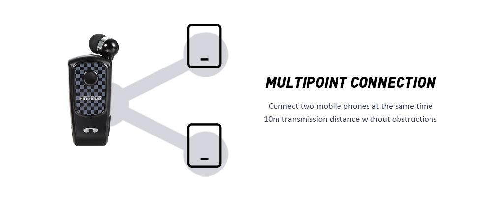 Fineblue F PLUS Wireless Clip-on Bluetooth V4.0 / V4.1 Headset Headphone Hands-free Supports for IOS and Android System - Black