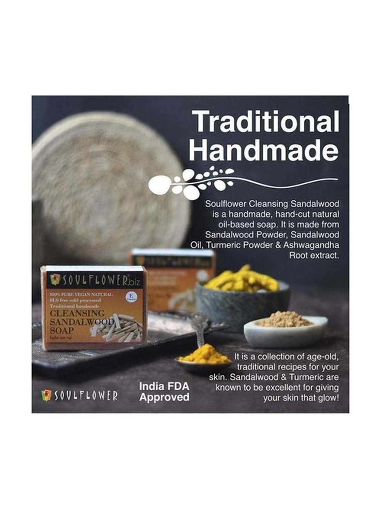 Soulflower Cleansing Sandalwood Soap - 150 gm