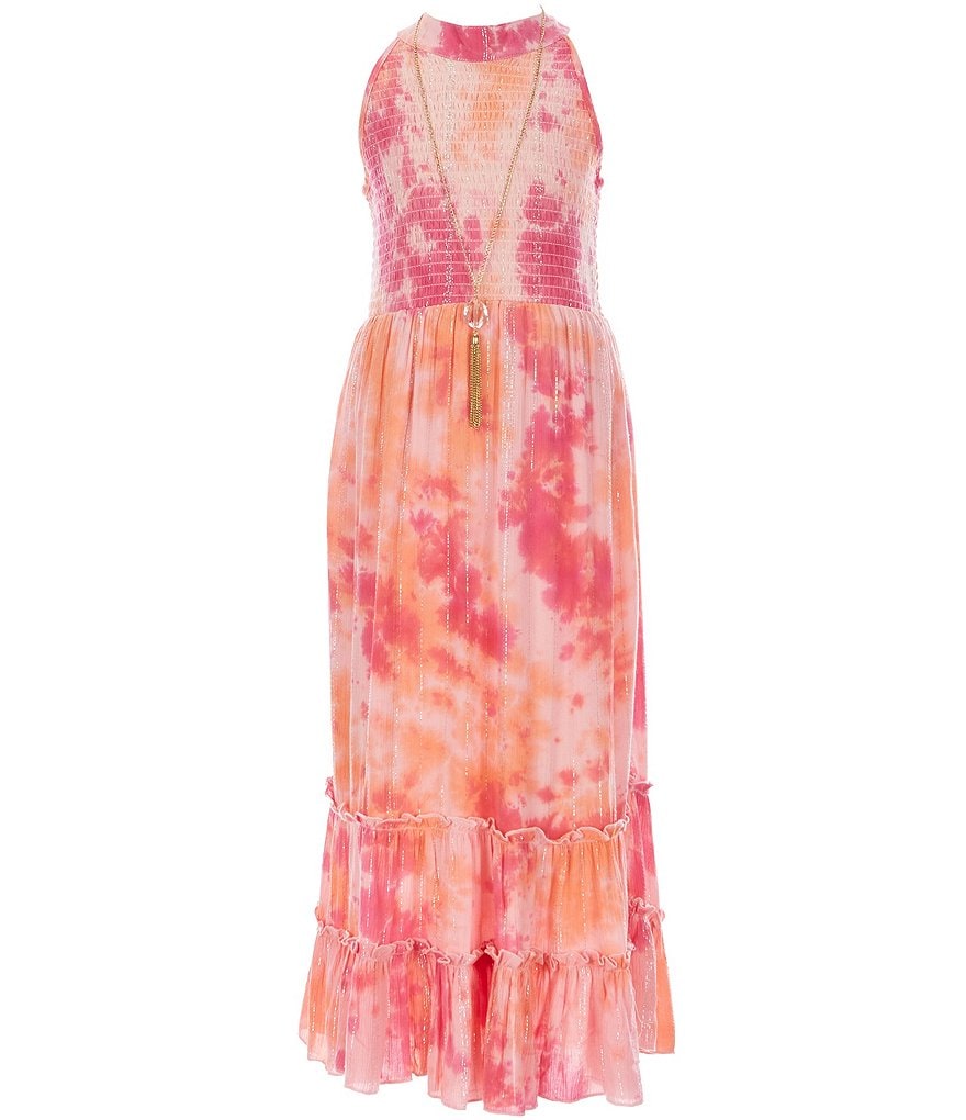 Bonnie Jean Big Girls 7-16 Tie-Dye Chiffon Tiered Maxi Dress