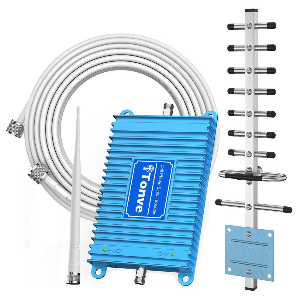 Cell Phone Signal Booster for Home and Office - Band2 1900MHz Mobile Cellular Repeater Boosts 2G 3G 4G Data and Volte for Multiple Users Up to 2,000Sq Ft. with High Gain Whip/Yagi Antennas