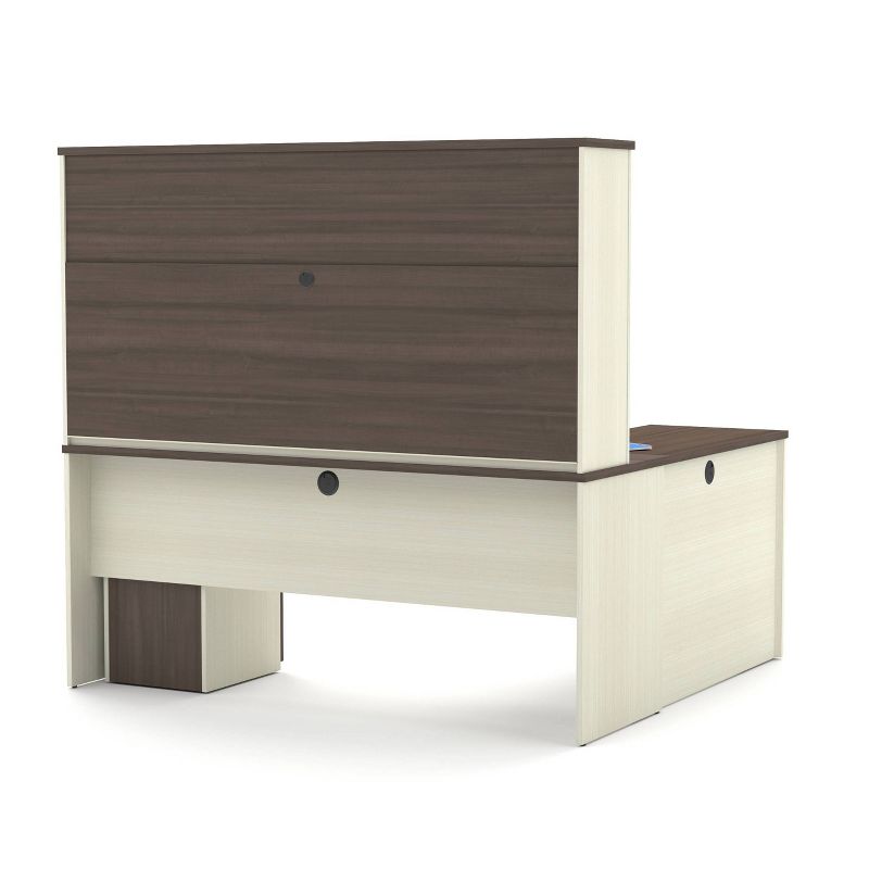 Prestige + Wood L Shape Computer Desk with Hutch White Chocolate/Antigua - Bestar