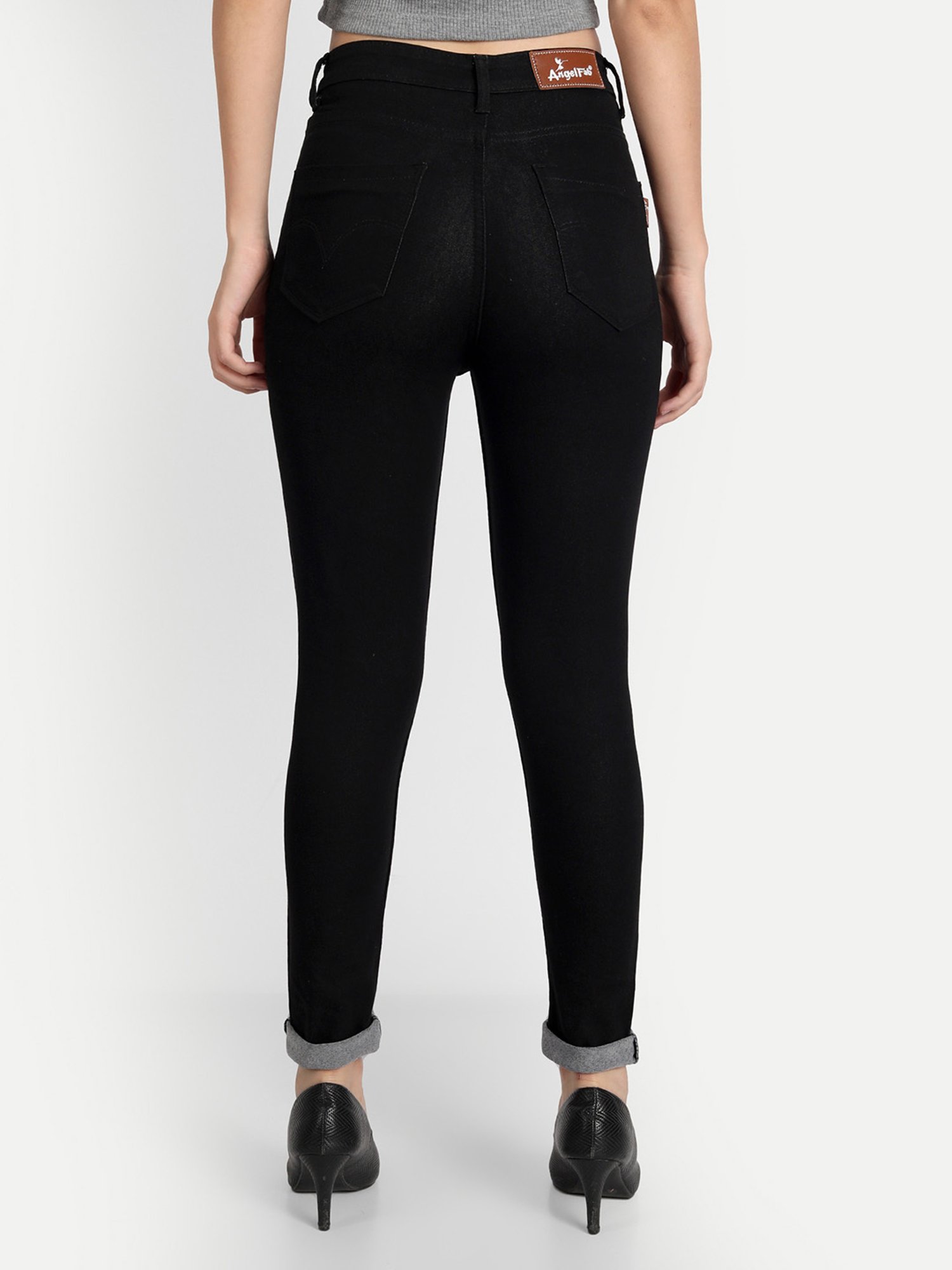 Angelfab Black Cotton Skinny Fit High Rise Jeans