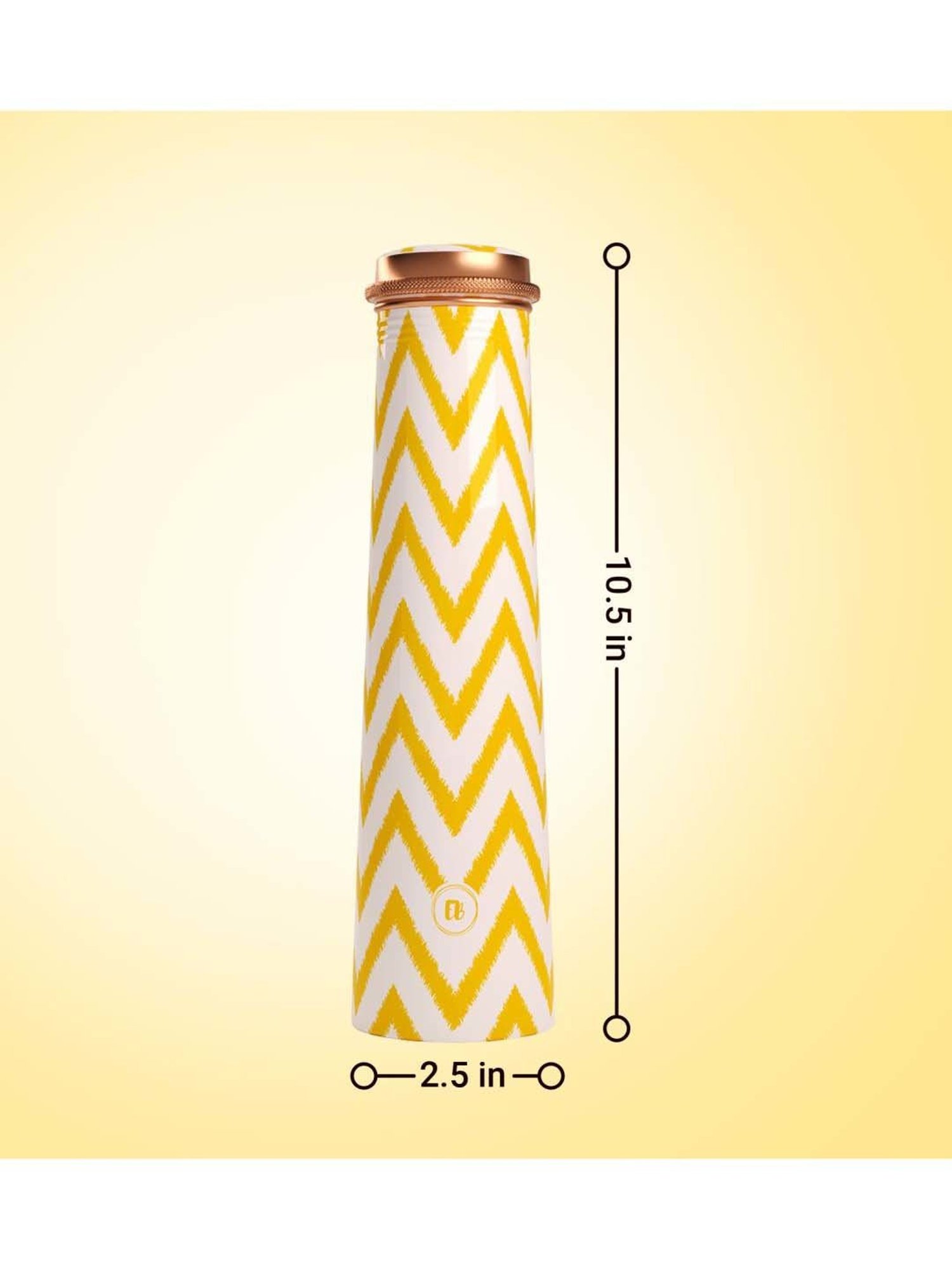 Everything Beautiful Yellow & White Copper Water Bottle - Slim (0.75 L)