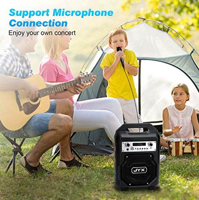 JYX Portable Bluetooth Speaker Subwoofer, Bluetooth 5.0 Wireless Stereo Boombox, Loud Sound with Heavy Bass Support REC/MIC Input/FM Radio/AUX/USB Card for Phone Computer Party Travel