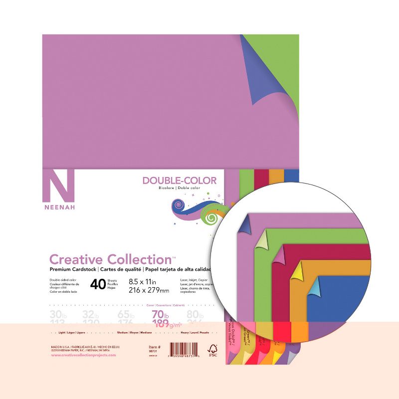 Creative Collection Cardstock, 8-1/2 x 11 Inches, Double-Color, 40 Sheets