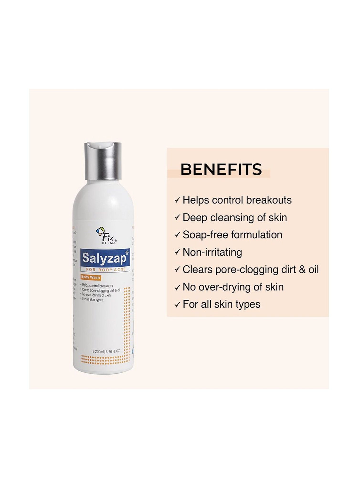 Fixderma Salyzap Acne Body Wash - 200 ml