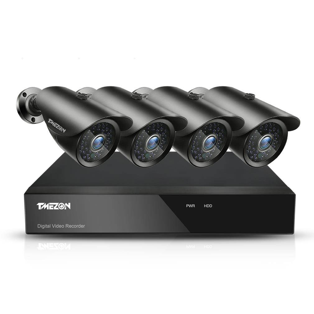 TMEZON 8CH Security Camera System HD-TVI Full 1080N Video DVR Recorder with 4X HD 1920TVL 1080P Indoor Outdoor Weatherproof CCTV Cameras, Motion Alert, Smartphone, PC Easy Remote Access
