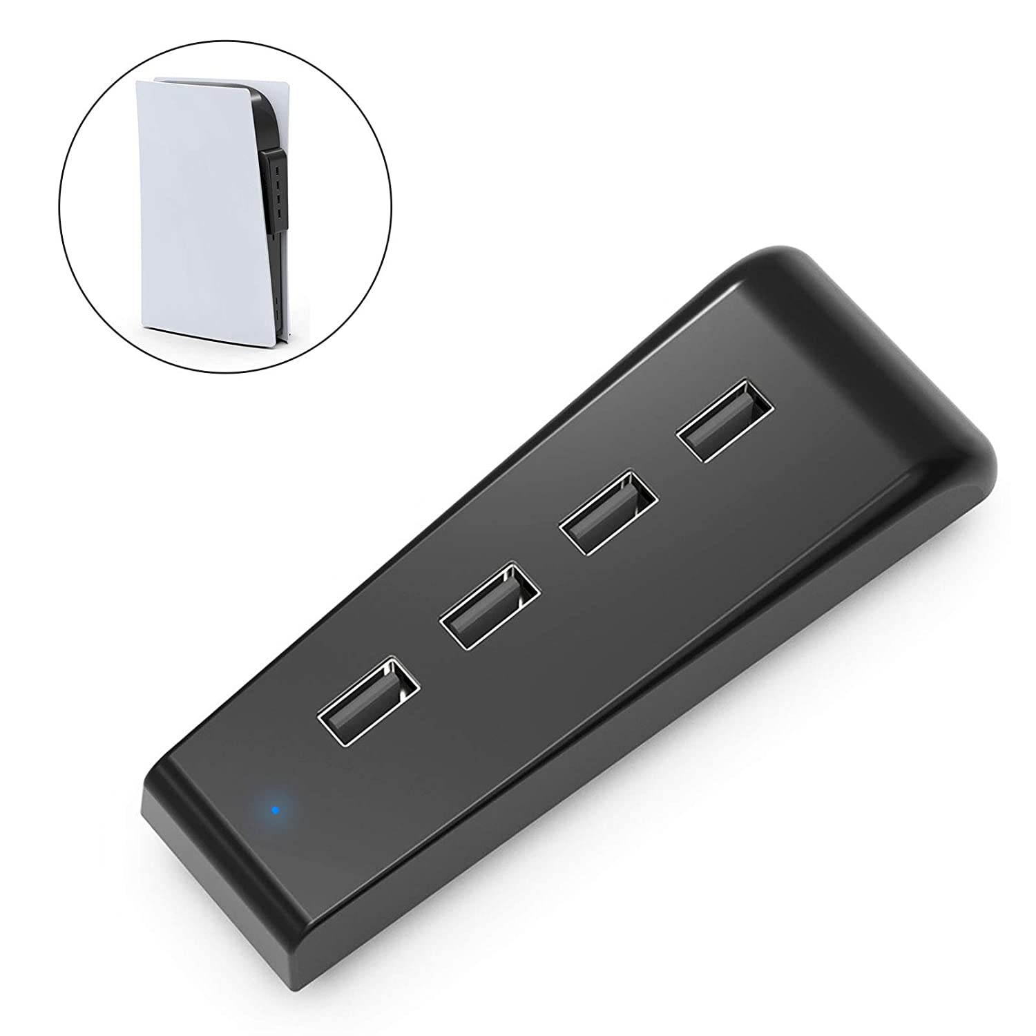 ROME CARE  4 Port Hub for PS5 Console, USB 3.0/2.0 High-Speed Expansion Hub Charger Controller Adapter Connector Compatible with Playstation 5 Gaming Console,Expands Game Console Ports, Black