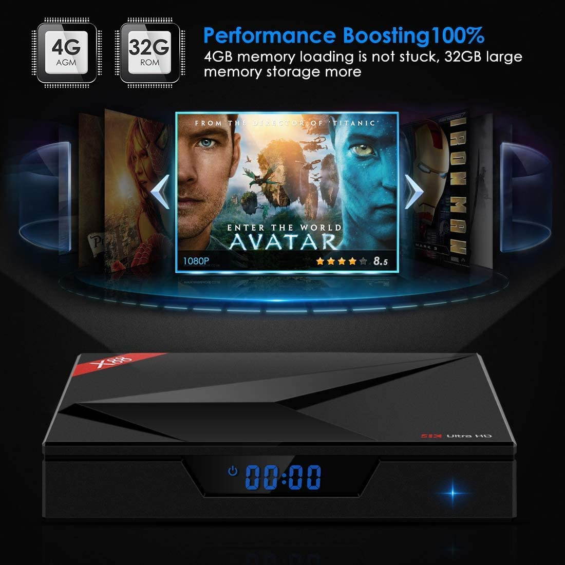 (Android TV system) Android TV Box 7.1 with 2.4G voice remote control, Kingbox X88 quad-core 4GB RAM+32GB ROM/ dual WiFi 2.4G+5G/BT 4.1/ full HD/4K2K UHD VP9 H.265/ Android smart TV box