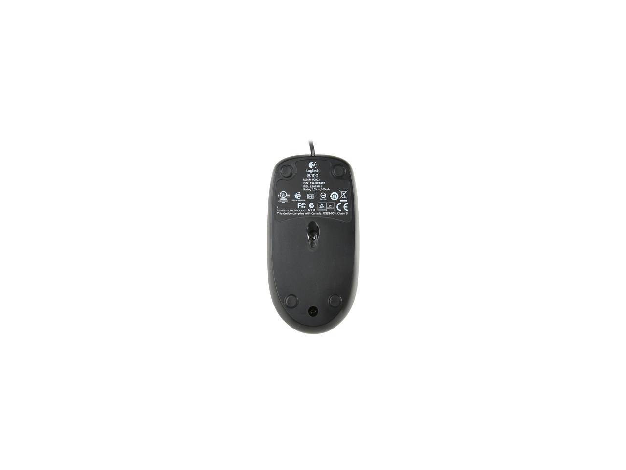 Logitech Optical USB Mouse B100 (910-001439) Black 3 Buttons 1 x Wheel USB Wired Optical 800 dpi Mouse