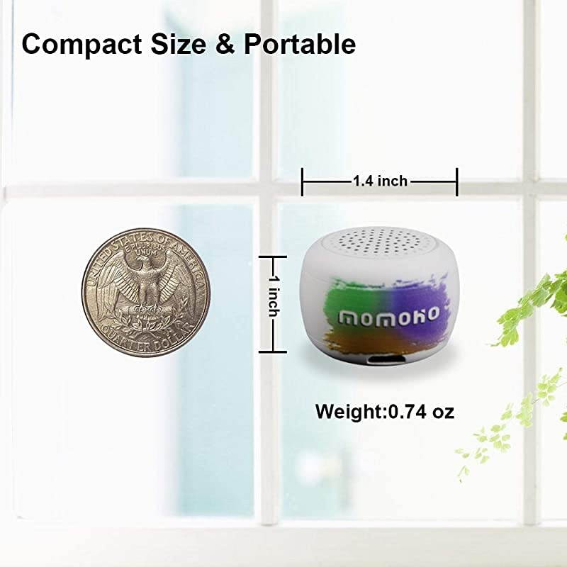 Mini Bluetooth Speaker Small Size but Great Sound QualityPhoto Selfie Button Answer Phone CallsBTS0011 White