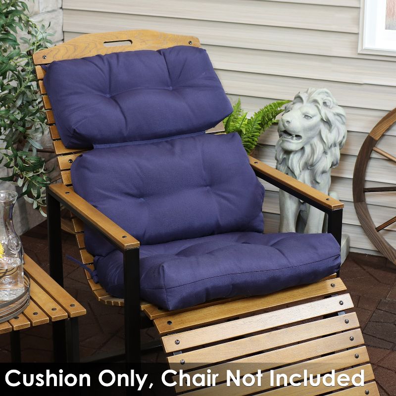 Sunnydaze Indoor/Outdoor Olefin Polyester Tufted High Back Patio Dining Chair Cushion - 23" x 47" - Blue