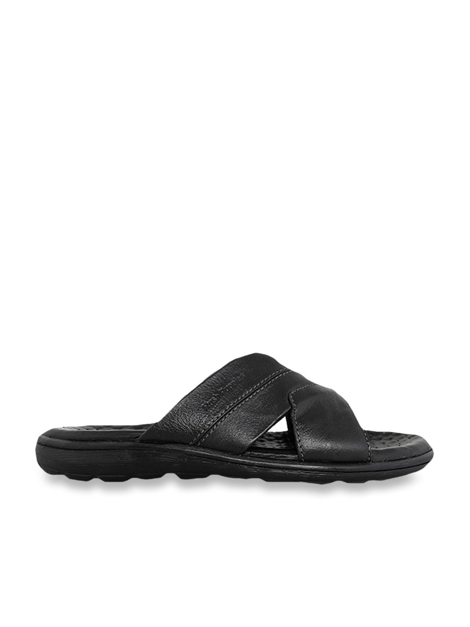 Hush Puppies by Bata Men's Charles Black Cross Strap Sandals