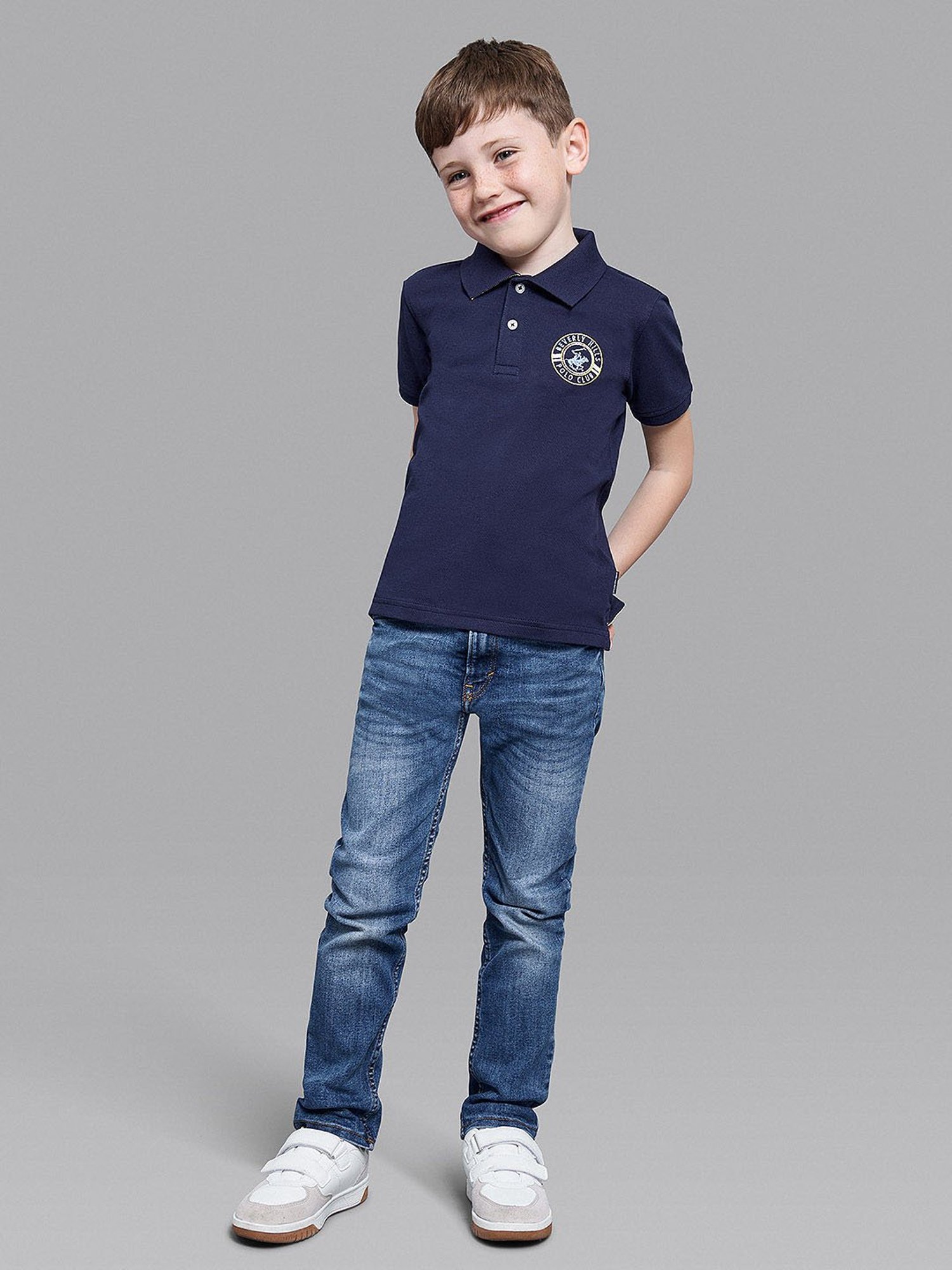 Beverly Hills Polo Club Boys Navy Solid Polo T-Shirt