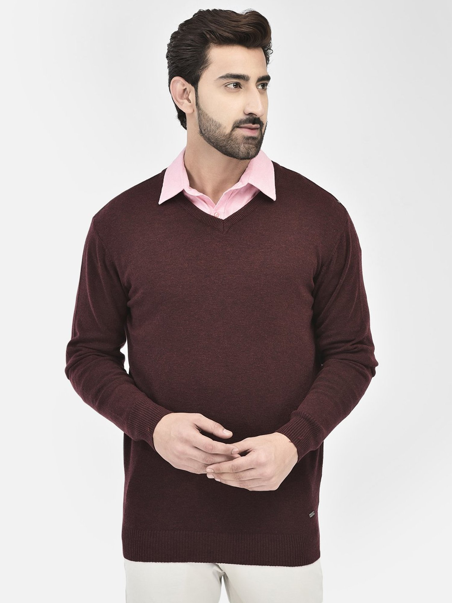 Crimsoune Club Wine Regular Fit Cotton Sweater