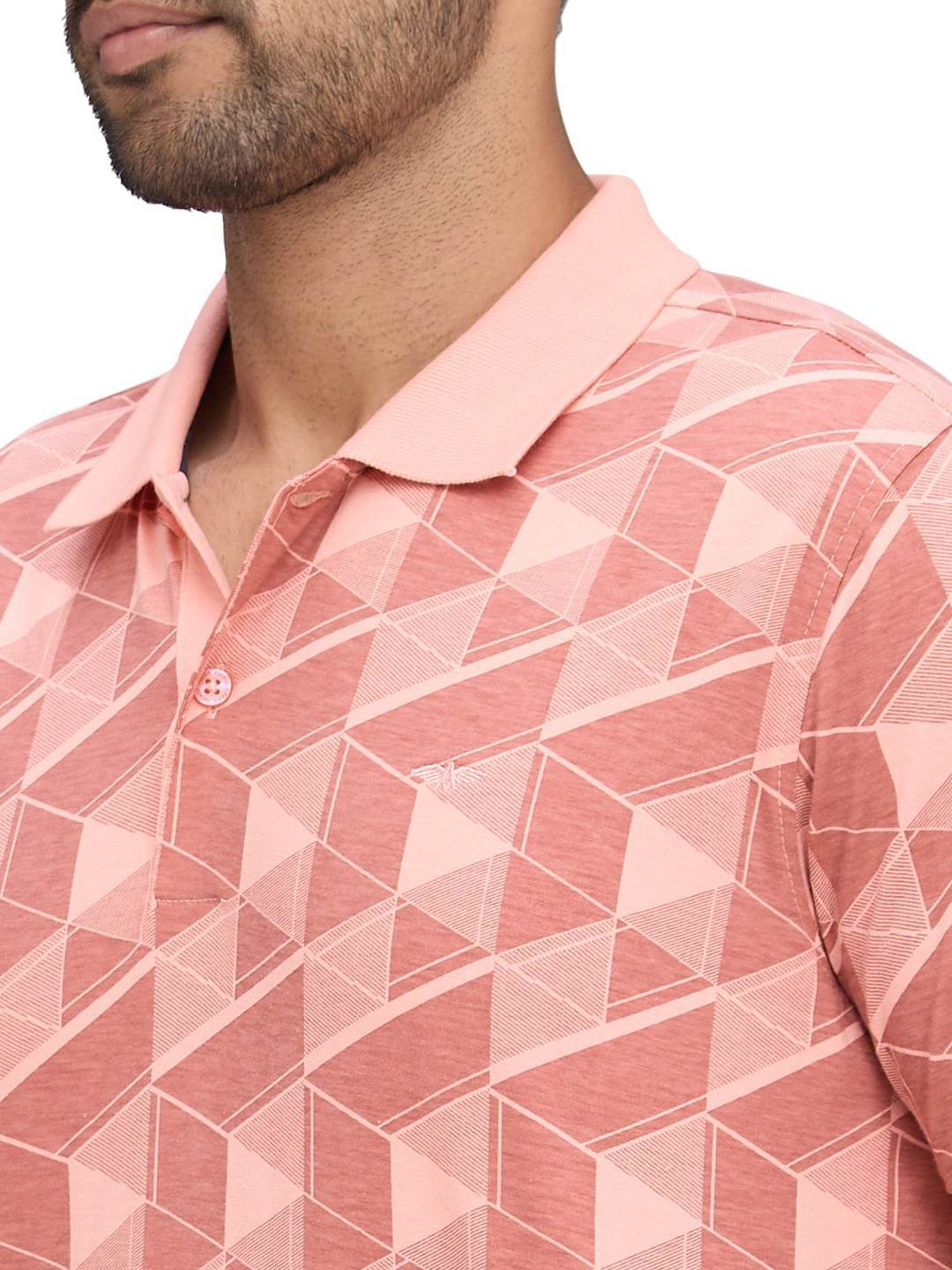 Park Avenue Red Slim Fit Printed Polo T-Shirt