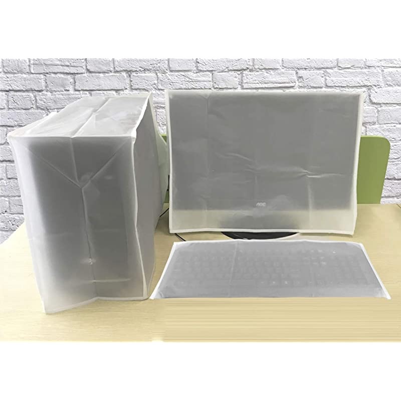 Computer Dust Cover, Monitor +Keyboard+CPU Tower Desktop 3 Pieces Set PC dust Proof Computer Covers Case (19'' Monitor Set)