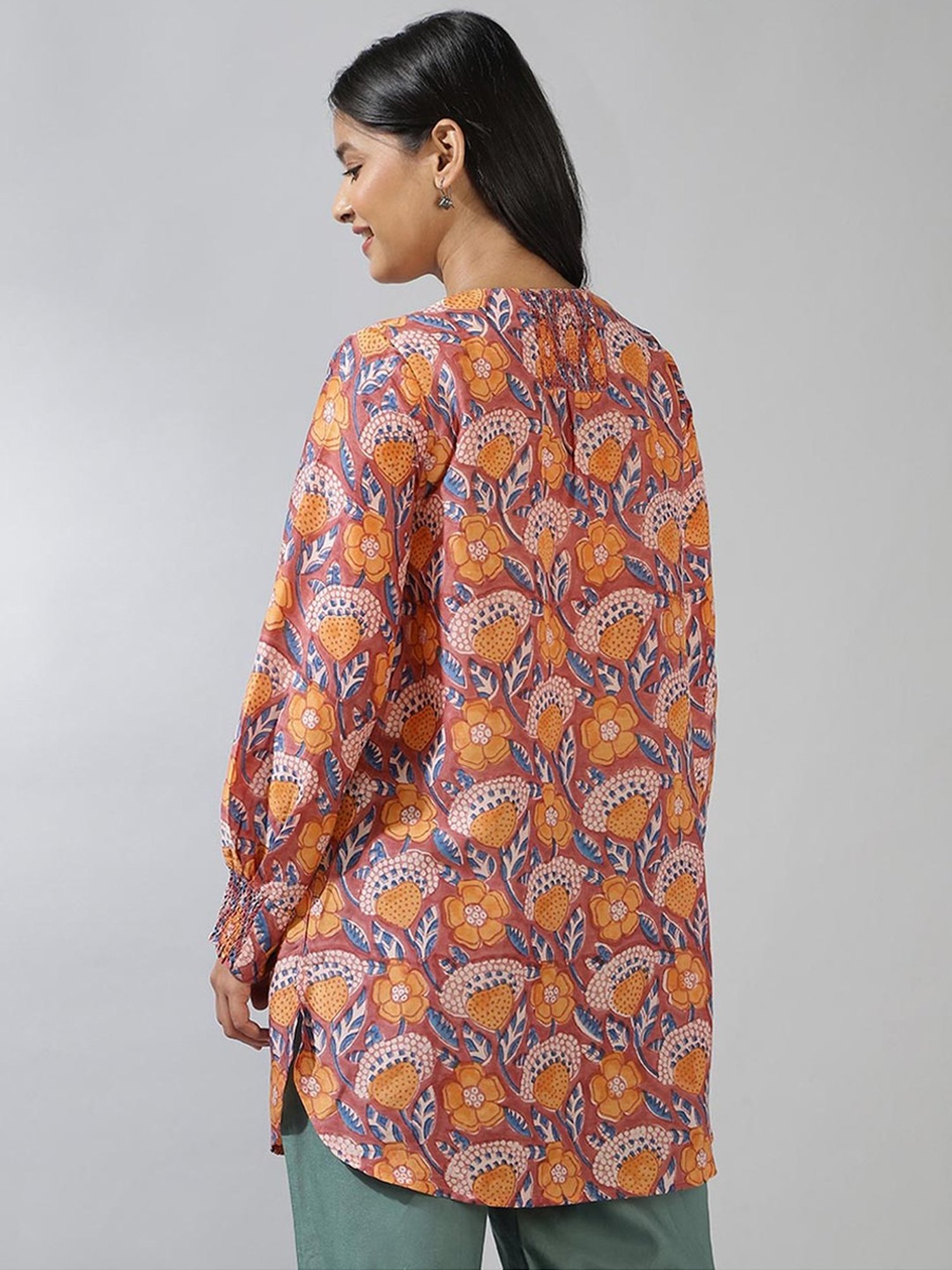 Fabindia Orange Printed Tunic