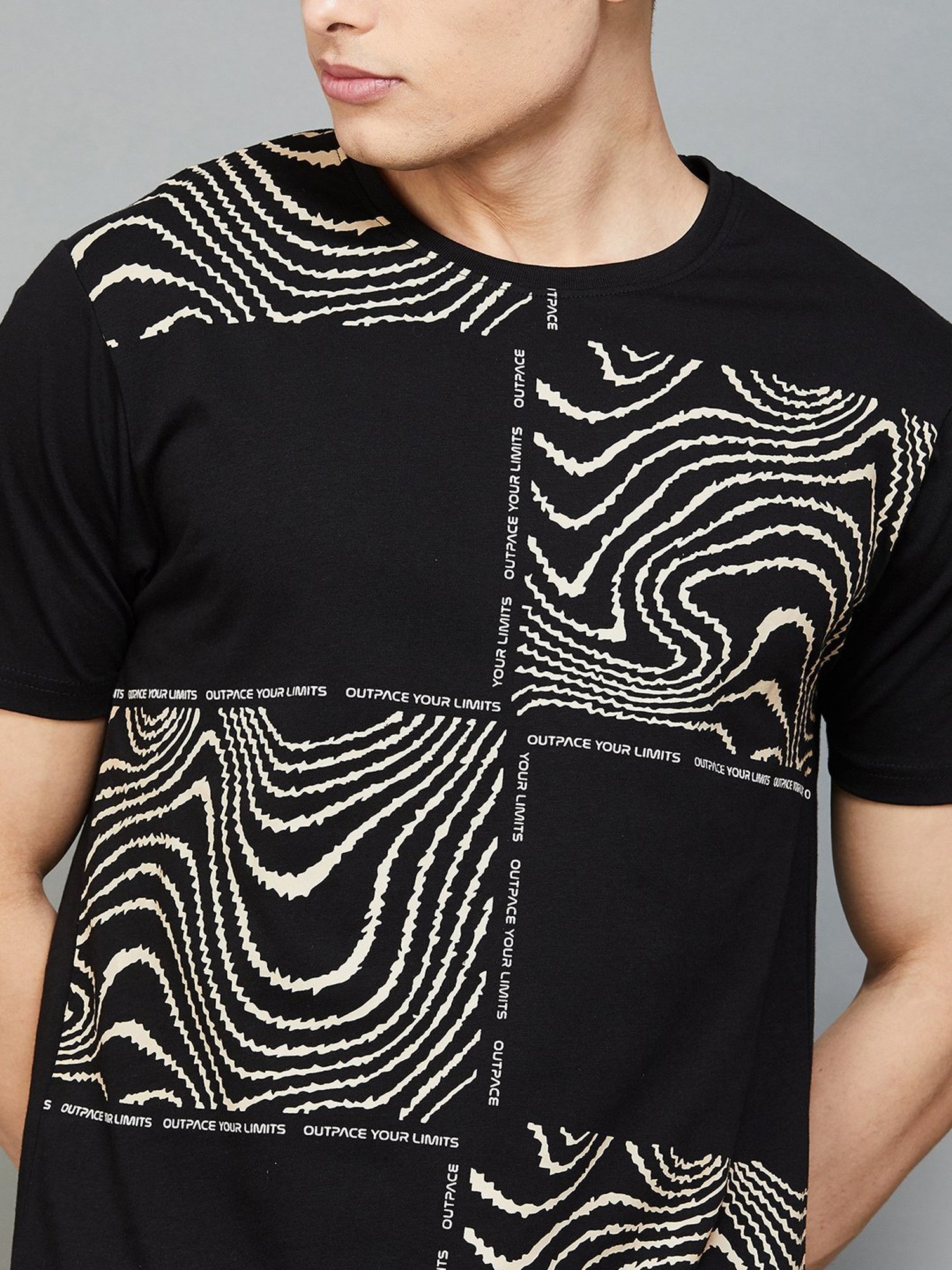 Fame Forever by Lifestyle Black Regular Fit Printed Sports T-Shirt