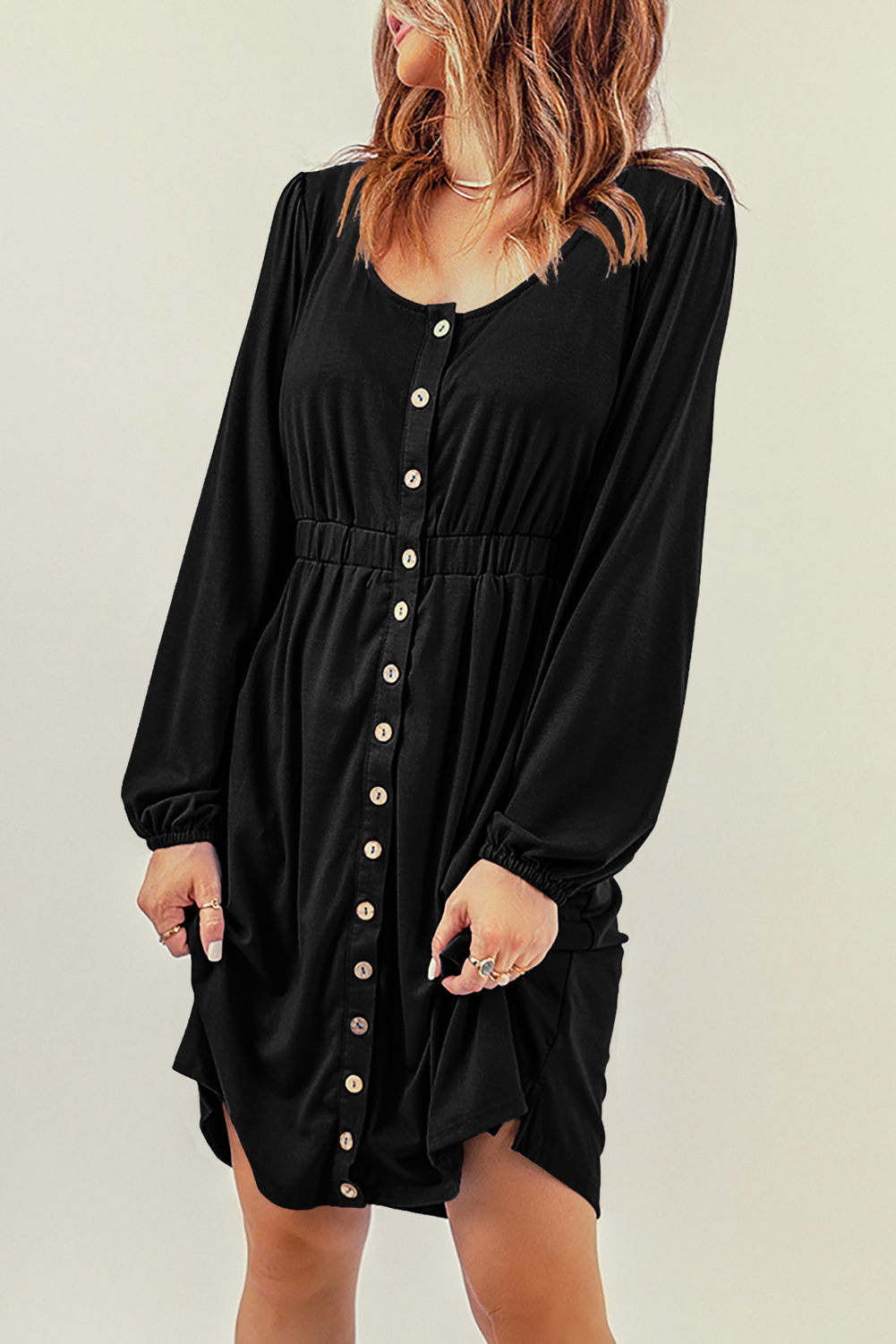 Cheetah Casual Long Sleeve Button Up Shirt Dress