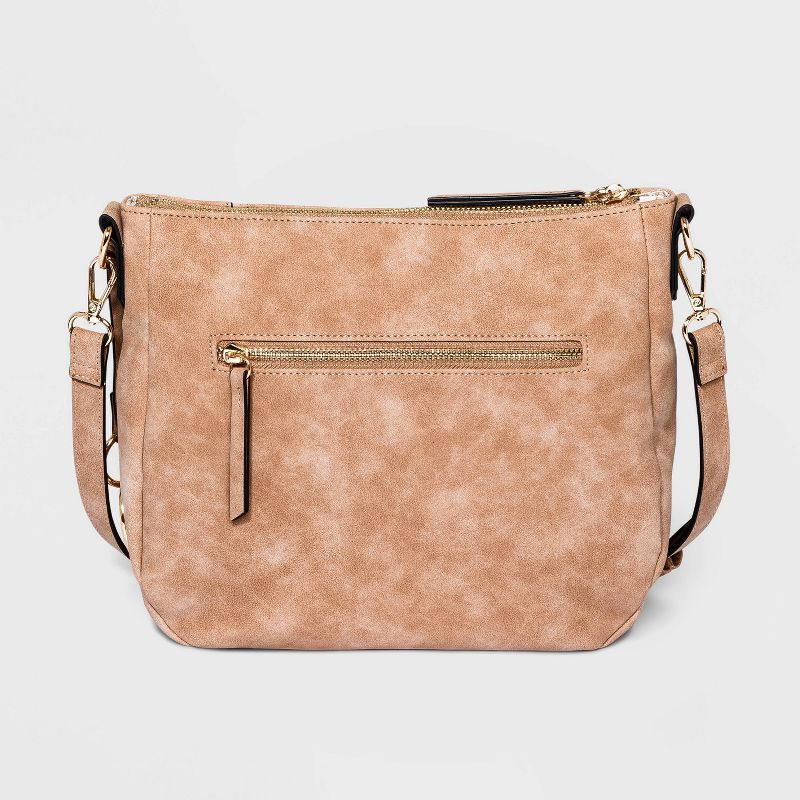 VR NYC Zip Closure Top Zip Woven Braid Crossbody Bag - Natural