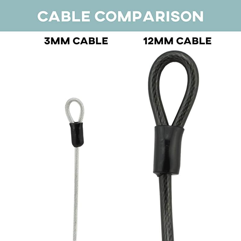 4 Foot 3mm Braided Steel Coated Security Cable Luggage Lock Safety Cable Wire Double Loop 2 Pack