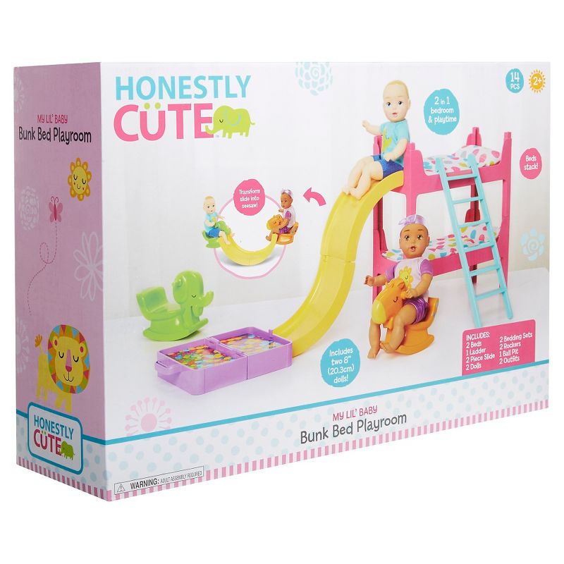 Honestly Cute My Lil' Baby Bunk Bed Playroom with Blonde Boy Doll and Brunette Girl Doll