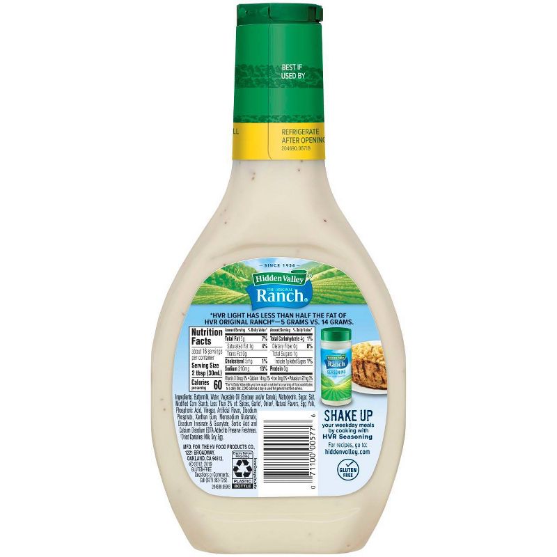 Hidden Valley Original Ranch Light Salad Dressing & Topping - Gluten Free - 16fl oz