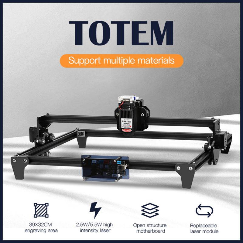 Totem CNC Laser Engraving Machine 2.5W 30 x 40cm 2Axis DIY Engraver Desktop Wood Router / Cutter / Printer + Laser Goggles
