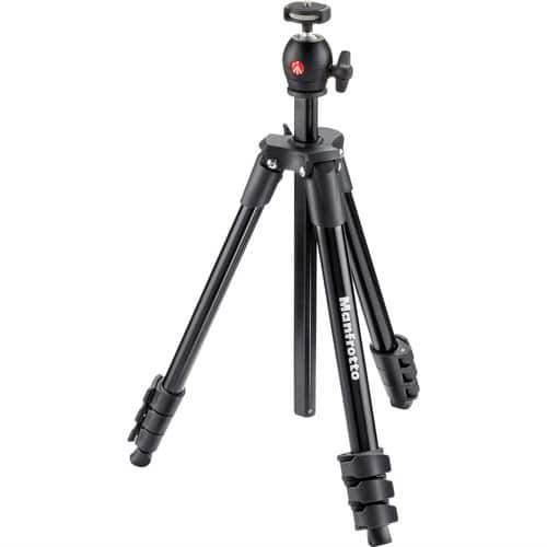 Manfrotto 4-Section Compact Light Aluminum Tripod with Built-in Ballhead, Black