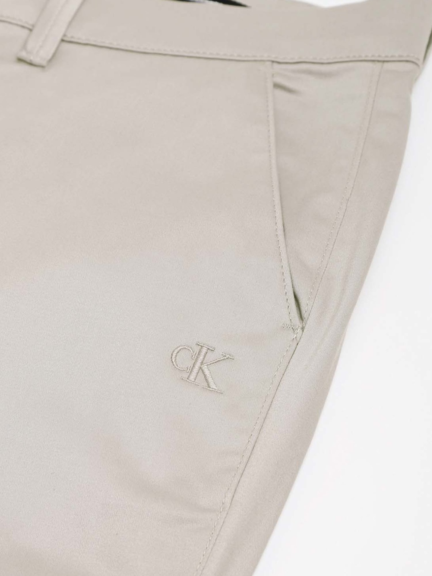Calvin Klein Grey Cotton Slim Fit Chinos