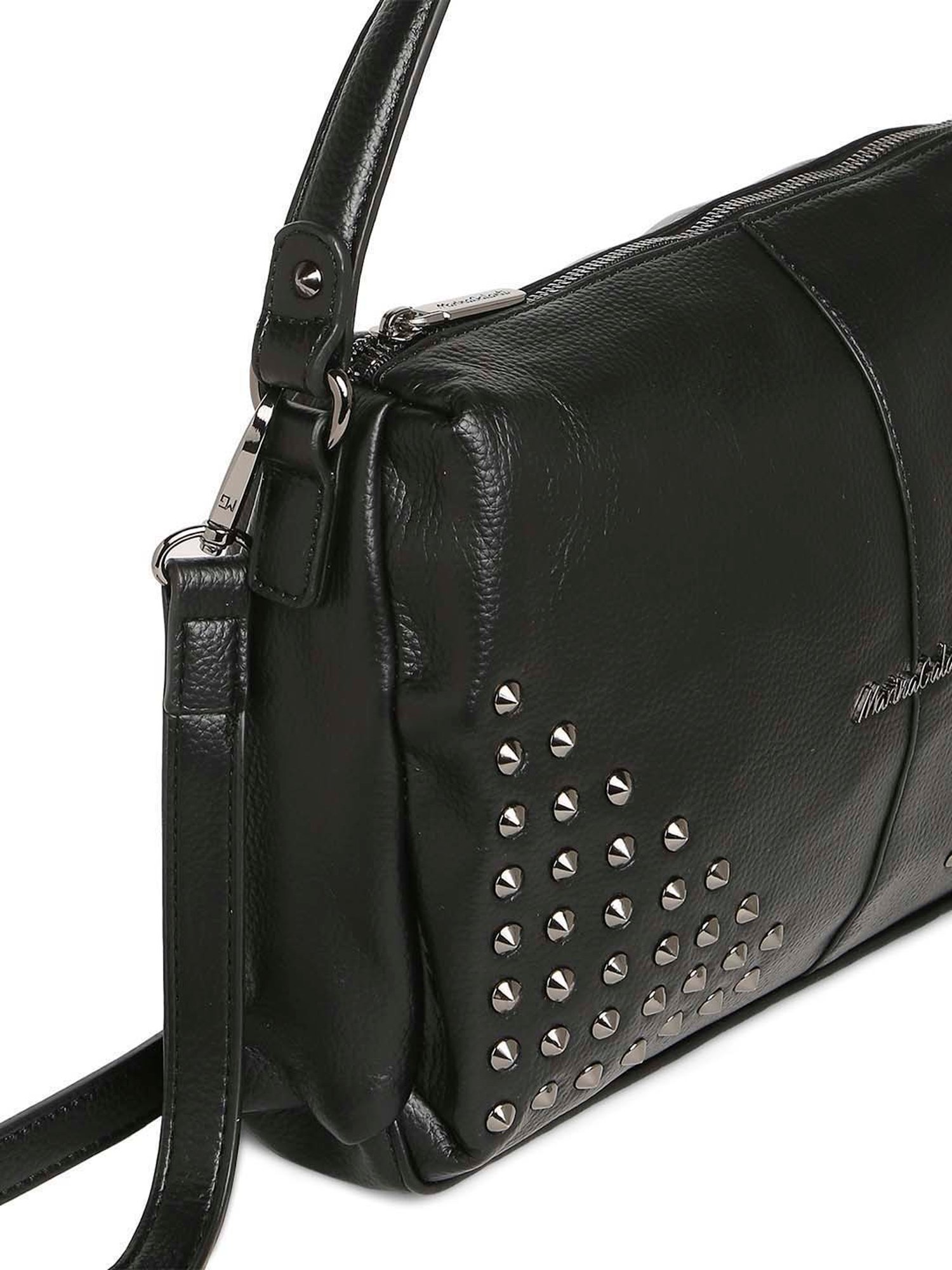 Marina Galanti Black Rivets Medium Baguette Bag