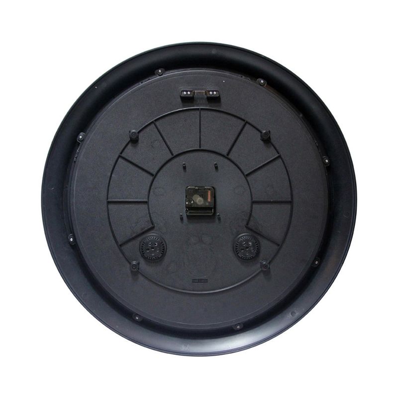 Infinity Instruments 15664BK-2534 24 Inch Classic Black Wall Thermometer Clock