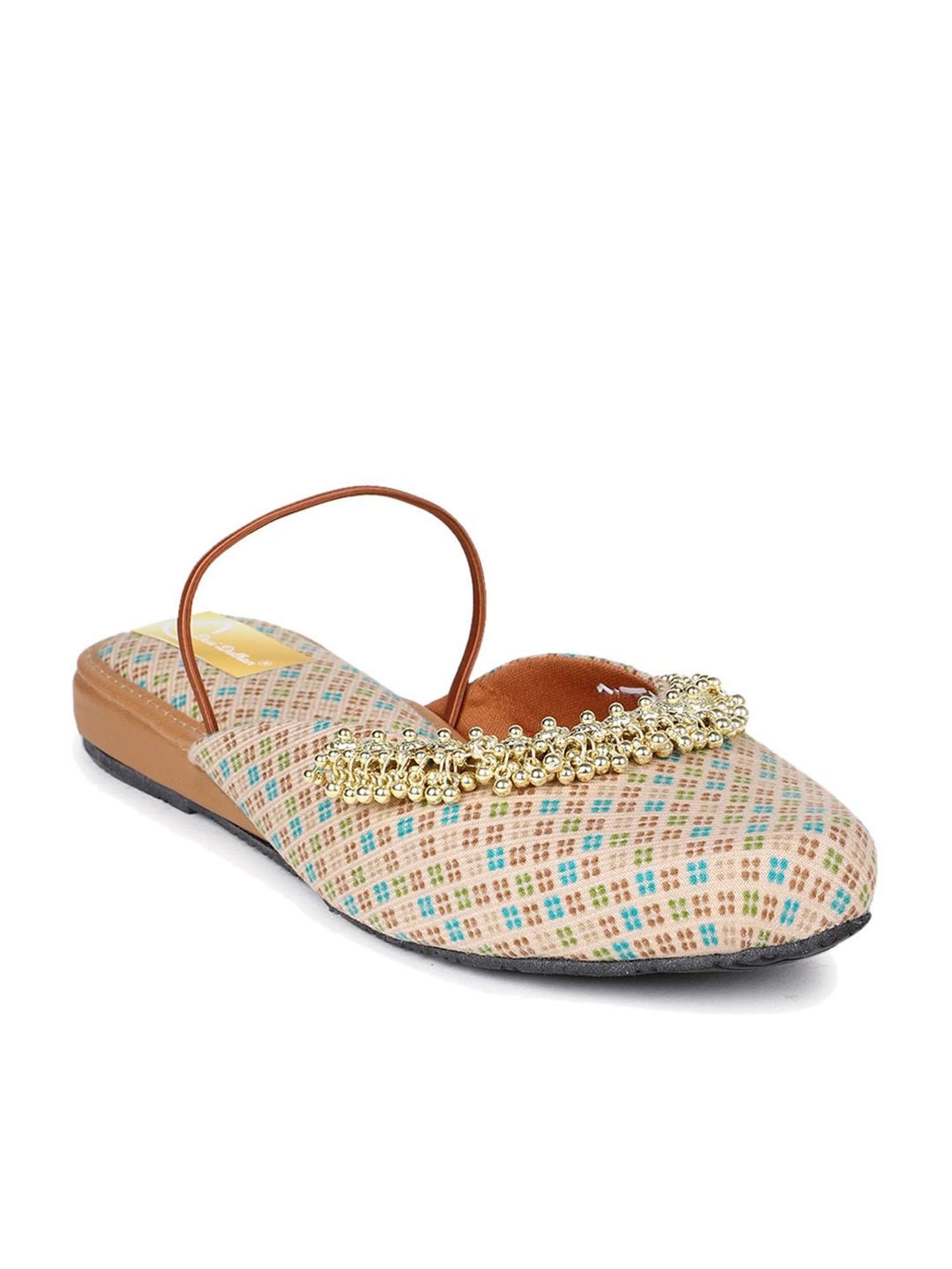 The Desi Dulhan Women's Cream Mule Shoes