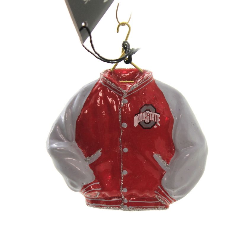 Joy To The World 4.0" Scarlet & Grey School Jacket Ornament Ohio State Buckeye  -  Tree Ornaments