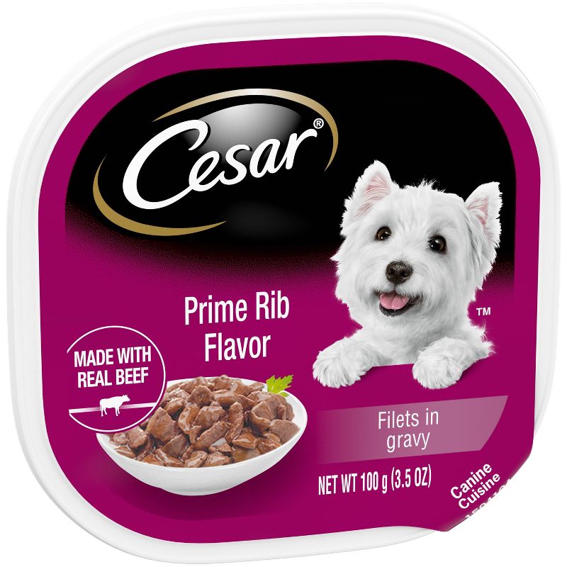 Cesar Canine Cuisine Gourmet Filets Prime Rib Flavor Wet Dog Food 3.5 oz
