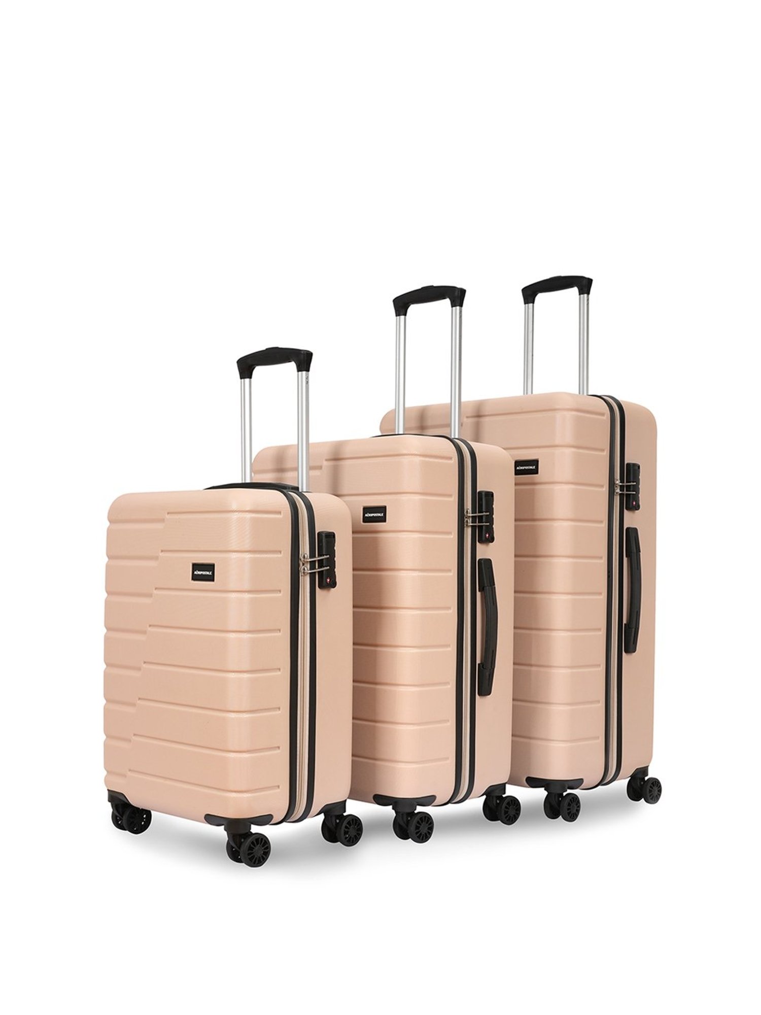 Aeropostale Stout Beige Textured Hard Cabin Trolley Bag - 24 cm