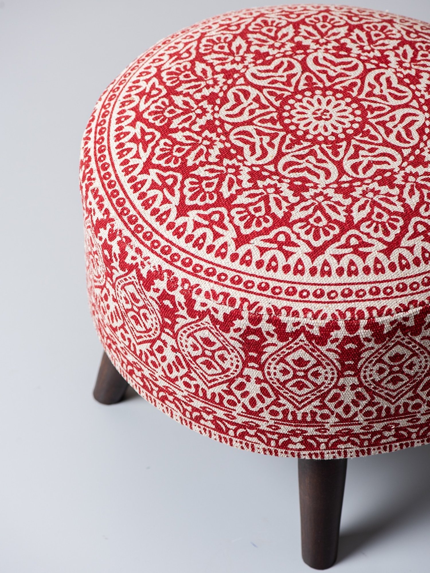 Chumbak French Sahara Solid Mustard Yellow Wood Ottoman