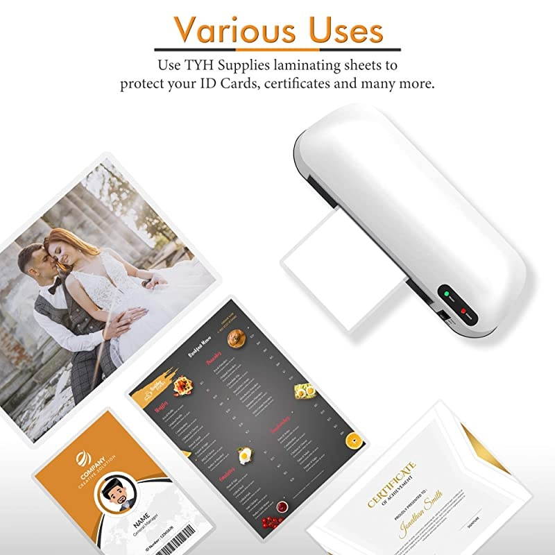 200Pack 85 x 11 Inch Letter Size 3 Mil Clear Hot Glossy Thermal Laminating Pouches Lamination Sheet Laminator Pockets