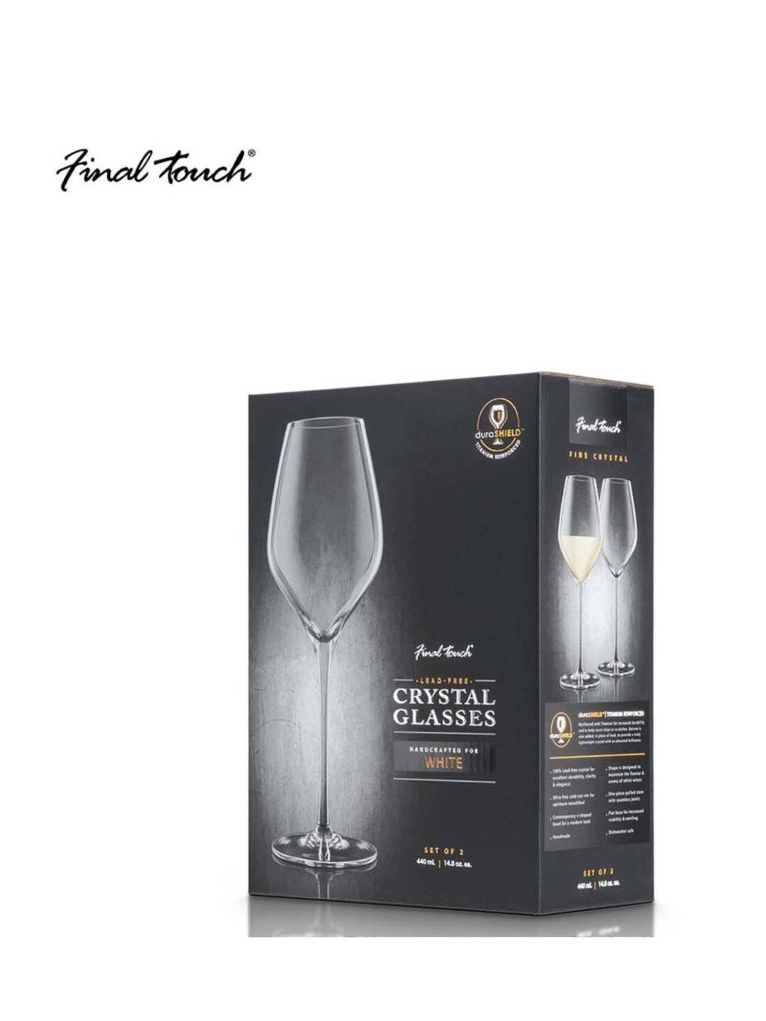 Final Touch 2-Piece Transparent White Wine Glass Set
