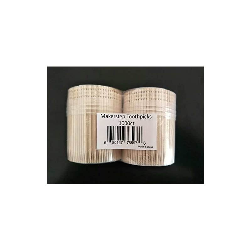 Wooden Toothpicks 1000 Pieces Ornate Handle, Sturdy Cocktail Picks Safe Large Round Storage Box 2 Packs of 500 Party Appetizer Olive Barbecue Fruit Teeth Cleaning Art Crafts