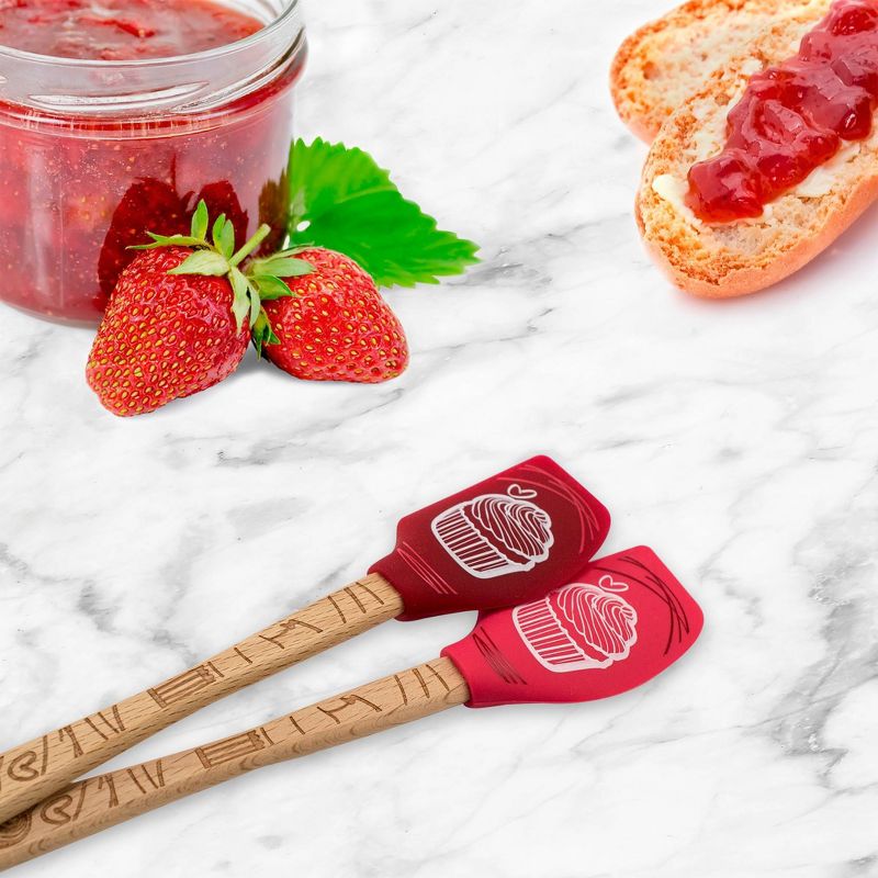 Tovolo Spatulart Wood Handled (Set of 2) Mini Cupcake Spatulas Assorted