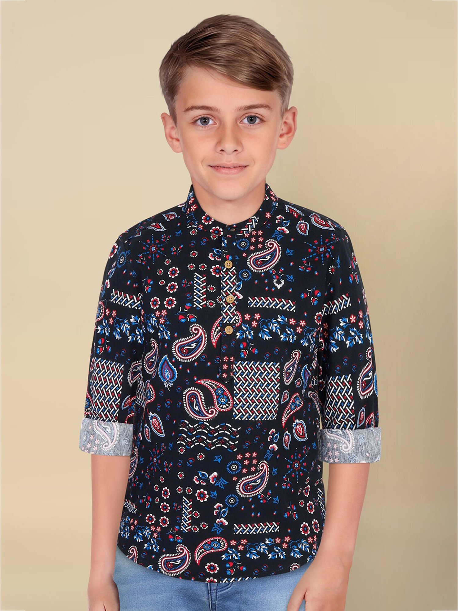 Allen Solly Junior Black Printed Full Sleeves Shirt