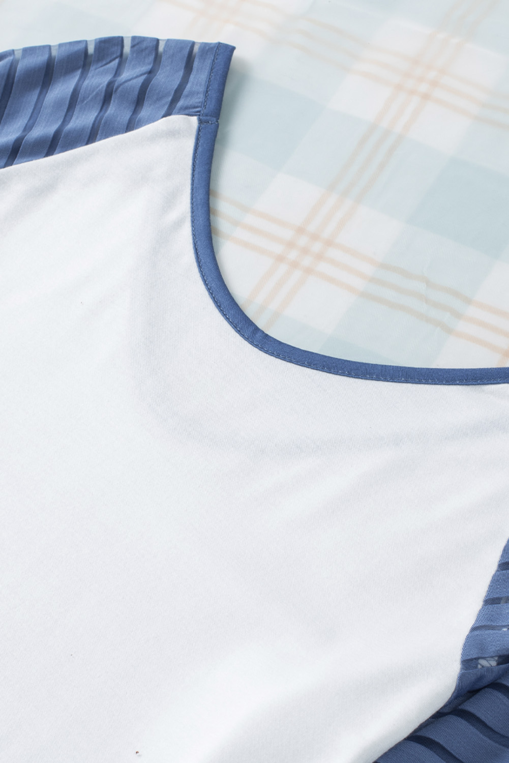 Blank T Shirt - Dark Blue and White Mesh Contrast Casual T Shirt Customized