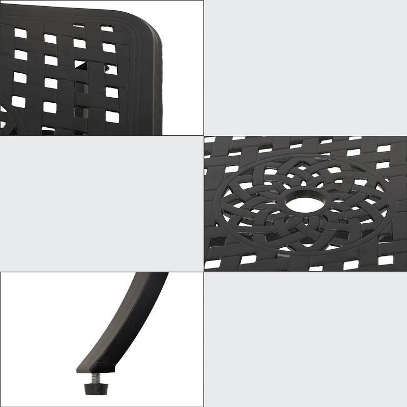 Cast Aluminum Square Patio Side Table with Umbrella Hole - Antique Brown - Crestlive Products