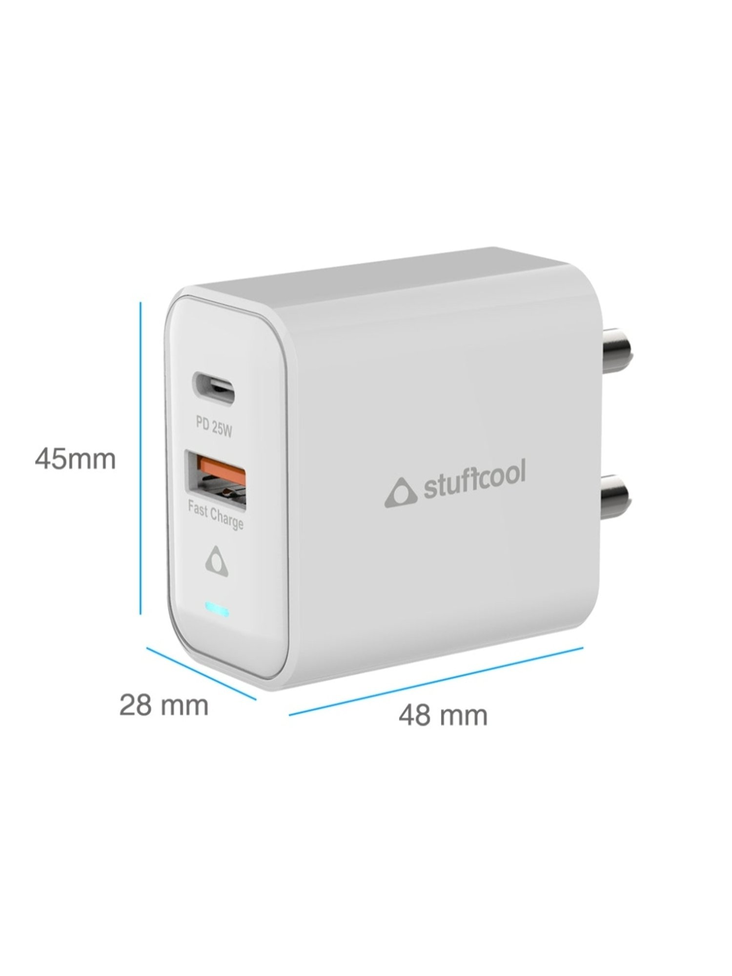Stuffcool Flow PPS 25W Type-C PD + USB-A Dual Port Wall Charger (White)
