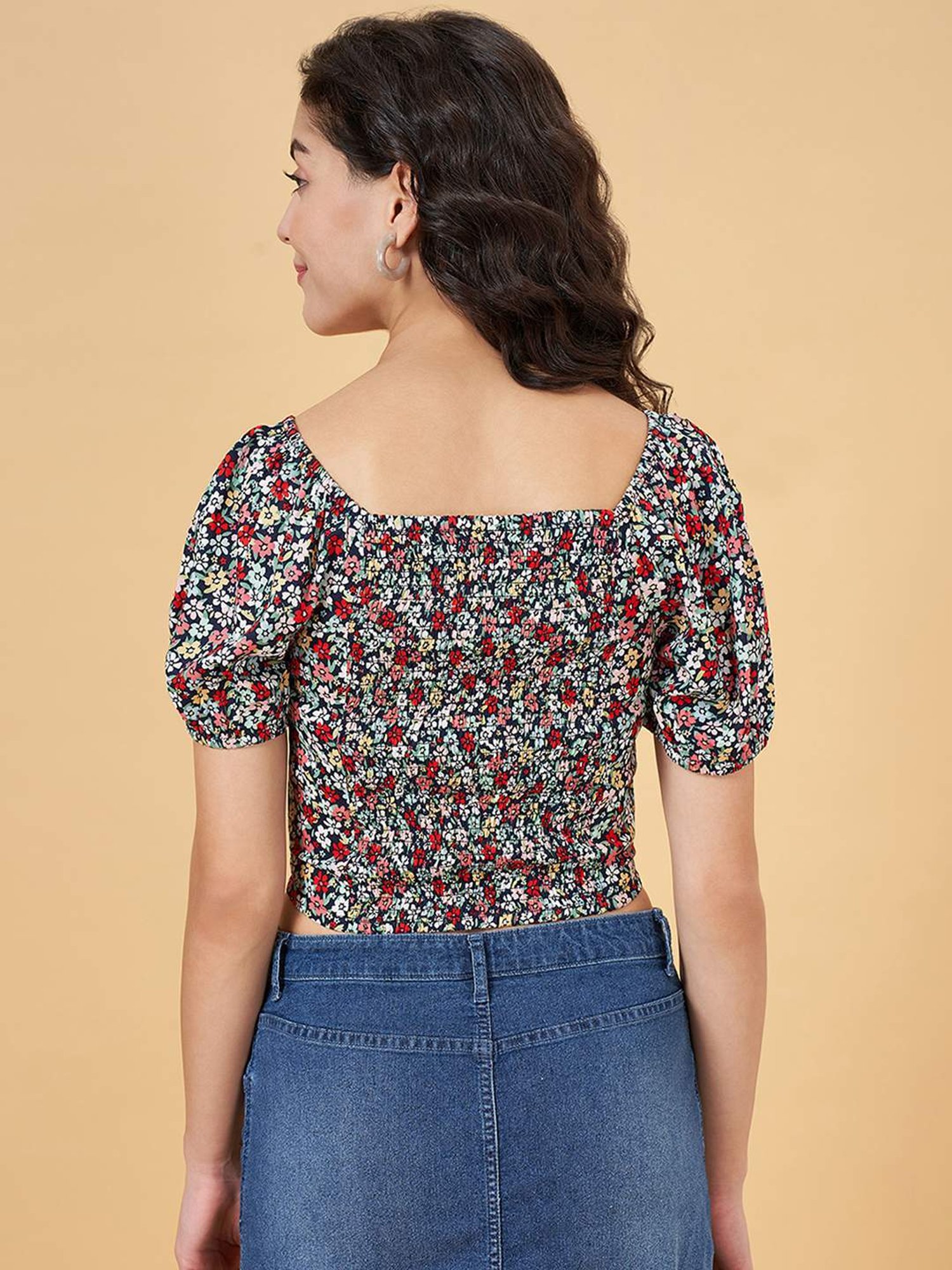 YU by Pantaloons Multicolored Floral Print Crop Top