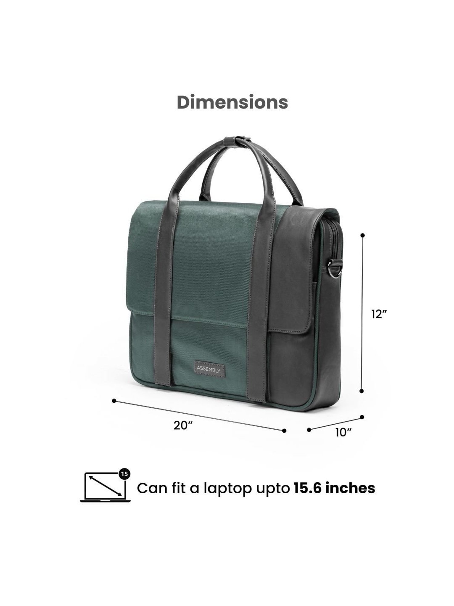 Assembly Green Medium Laptop Messenger Bag with USB Charging Port